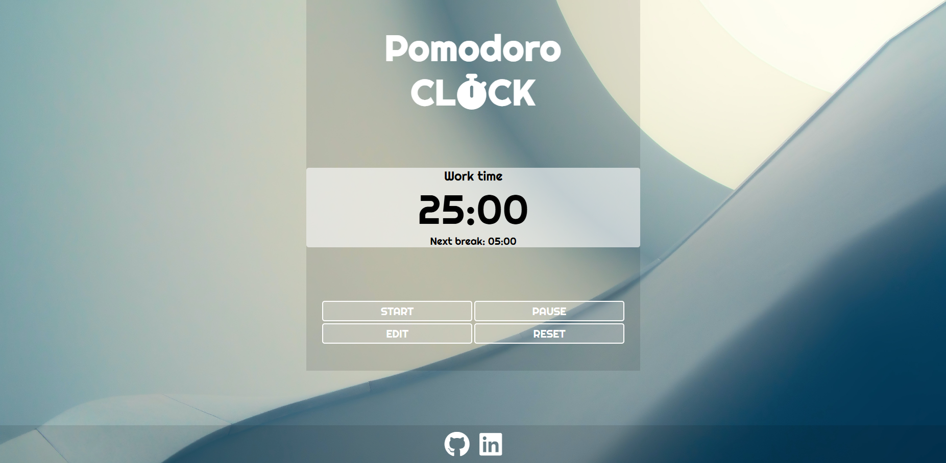 Imagem do website Pomodoro Clock